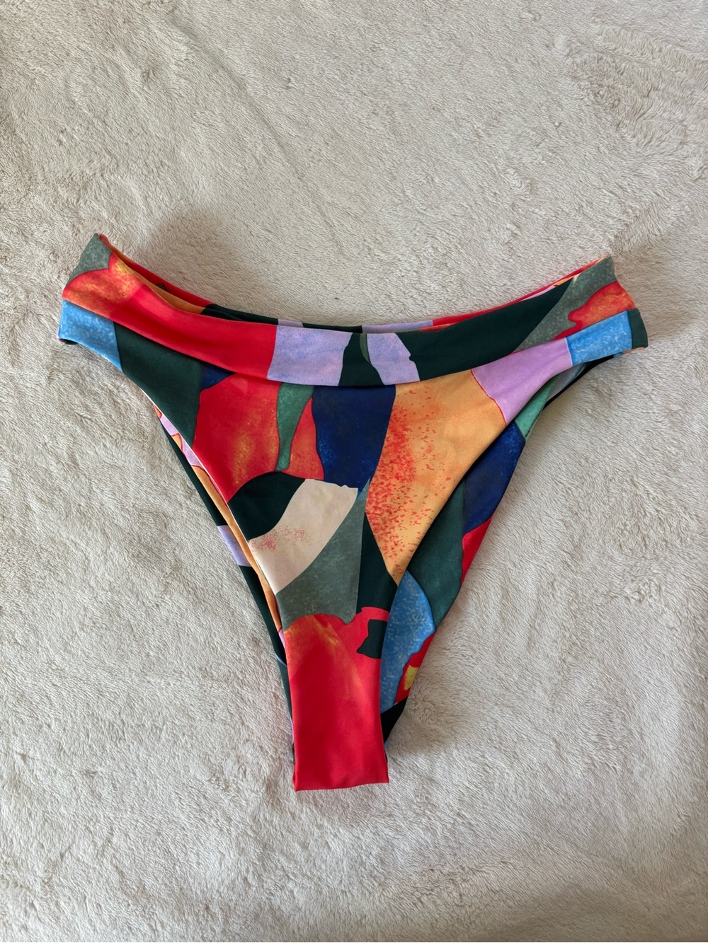 Abstract Print High Cut Leg Cheeky Bikini Bottom